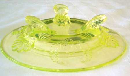 Manila Vaseline Opalescent Round Butter Dish No Lid