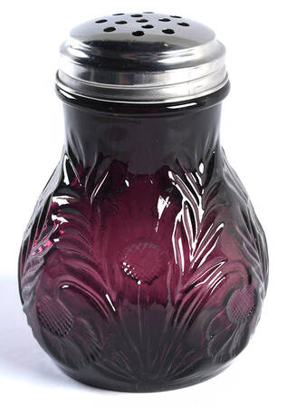Inverted Thistle Amethyst Sugar Shaker W/Metal Lid by Mosser (Ohio)