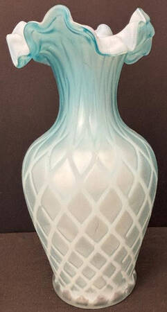 Blue Diamond Quilt 7" Crimped Vase