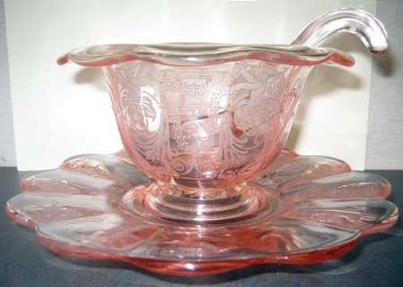 Cupid Pink Mayonnaise Bowl, Underplate and Ladle