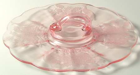 Peacock and Wild Rose Pink Center Handle Tray