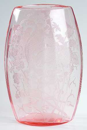 Peacock and Wild Rose Pink 8" Ellipse Vase