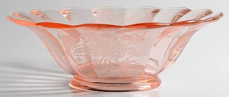 Peacock and Wild Rose Pink 10" Rolled Edge Bowl