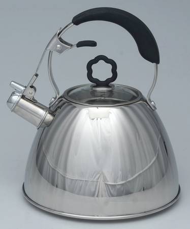 Heritage Whistling Metal Kettle & Glass Lid
