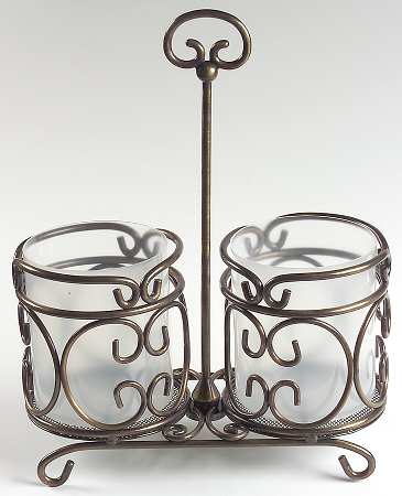 Heritage Metal Double Wine/Bev Caddy with 2 Plastic Sleeves