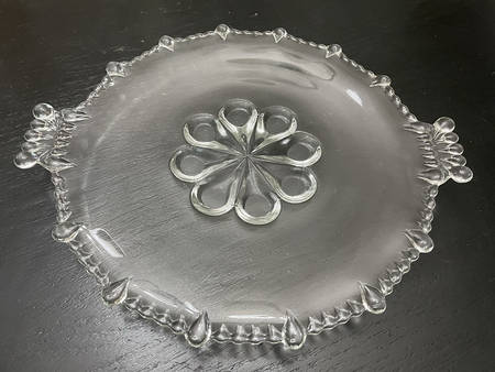 Vermilion Clear Handled Cake Plate