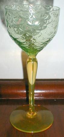 Turkey Tracks Green (Straight Bowl, Topaz Stem) Cordial Glass