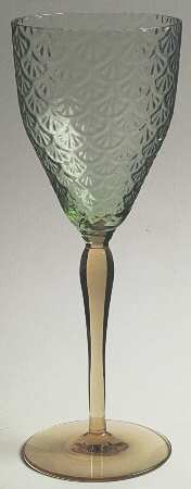 Turkey Tracks Green (Straight Bowl, Topaz Stem) by Pukeberg Glass