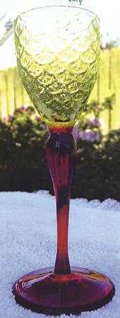 Turkey Track Vaseline (Red Stem) Cordial Glass