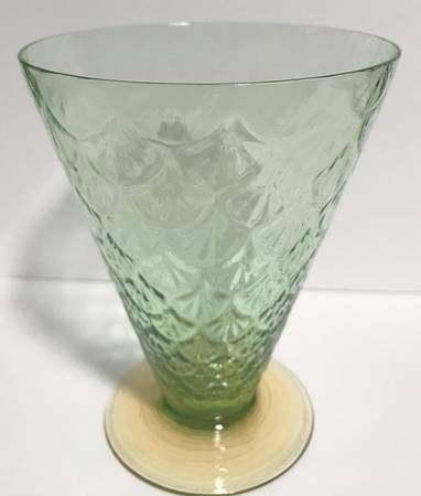 Turkey Tracks Green (Flared Bowl, Topaz Stem) 12 Oz Footed Tumbler