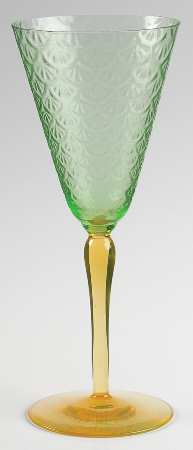 Turkey Tracks Green (Flared Bowl, Topaz Stem) by Pukeberg Glass