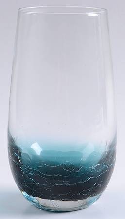 Teal Blue Crackle Tall Flat Tumbler