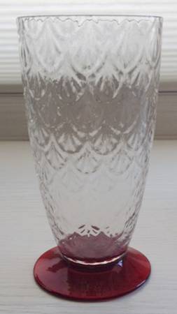 Turkey Tracks Clear (Red Stem) Footed Tumbler