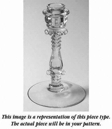 Portia Clear (Stem 3121 Gold Trim) 7" Candlestick w/Bobeche Lip