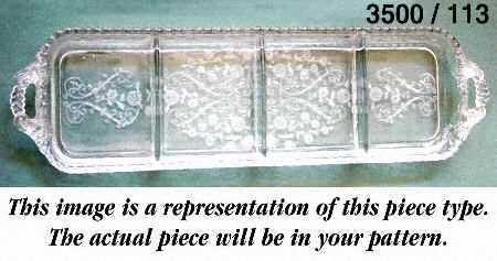 Gadroon Clear (Gold Trim) Handled 4 Section Rectangular Tray