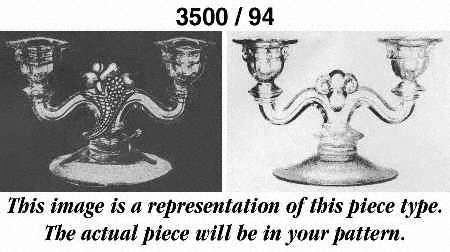 Gadroon Clear (Gold Trim) 3500 Shape Double Light Candlestick