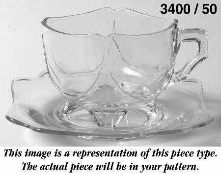 3400 Heatherbloom Shape 3400 Square 4-Toed Cup and Saucer
