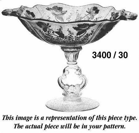 Gloria Pink (Stem 3130) 3400 *9" Footed Handled Bowl