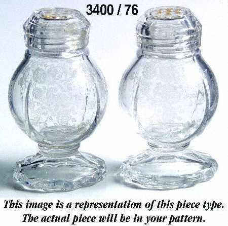 Gloria Pink (Stem 3130) 3400/76 Footed Shaker Set with Metal Lids