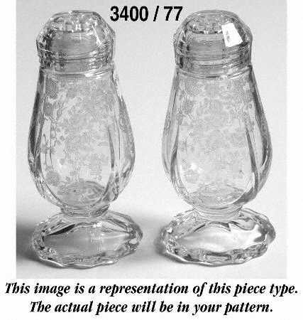 Apple Blossom Amber (Stem 3120) 3400/77 Footed Shaker Set with Glass Lids