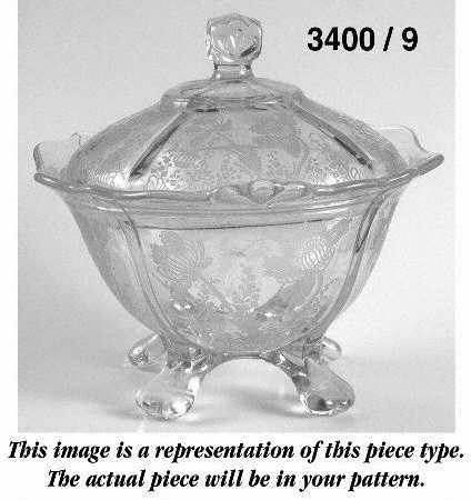 Gloria Heatherbloom  (Stem 3035) 3400/9 Four Toed Candy Dish with Lid