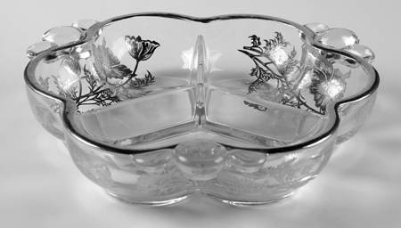Flanders Clear 7" Pansy/Flower Shape 3 Part Relish