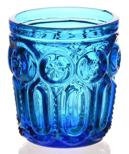 Moon and Star Blue Whiskey Glass