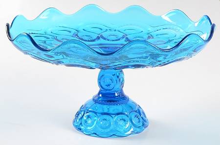 Moon and Star Blue Round Compote (Height X Width)