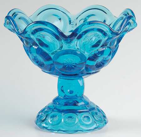 Moon and Star Blue Round Compote (Height X Width)