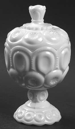 Moon and Star Milk Glass Small Compote & Lid