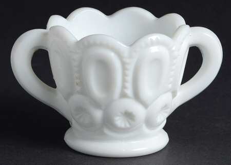Moon and Star Milk Glass Open Sugar