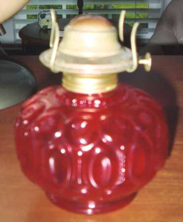 Moon and Star Red Hurricane Lamp No Globe