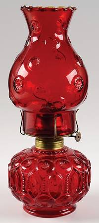 Moon and Star Red Hurricane Lamp & Globe