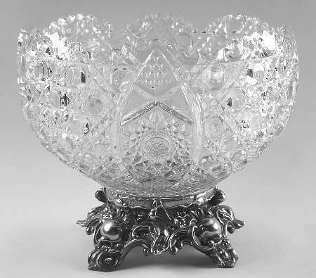 Daisy and Button Clear (Punch Set) Punch Bowl W/Metal Stand