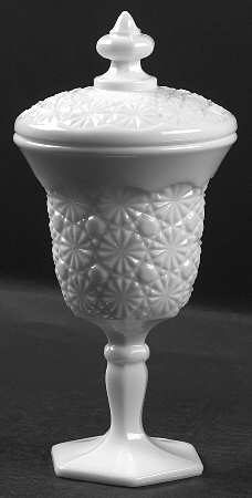 Daisy and Button Milk Glass Candy Dish & Lid