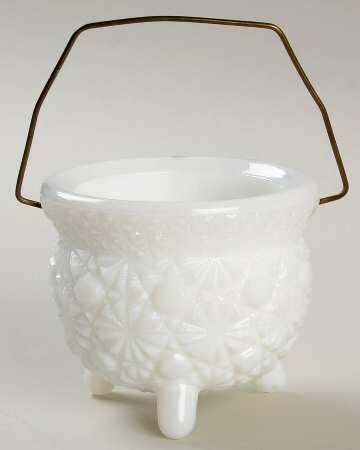 Daisy and Button Milk Glass Kettle Candleholder