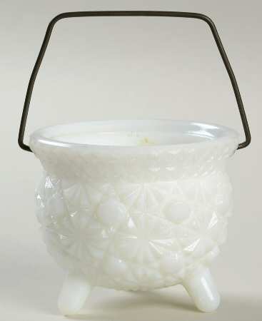 Daisy and Button Milk Glass Kettle Toothpick Holder