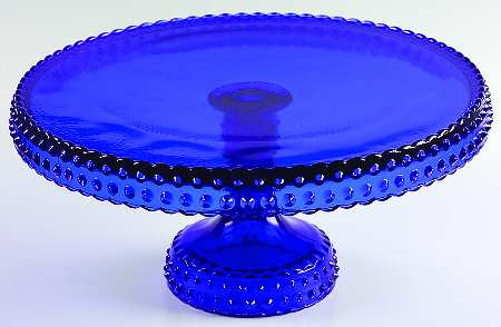Hobnail Cobalt Blue 10" Diameter Pedestal Cake Stand No Dome