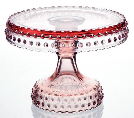 Hobnail Pink 6" Diameter Pedestal Cake Stand