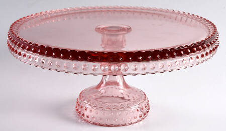 Hobnail Pink 10" Diameter Pedestal Cake Stand No Dome