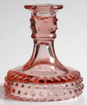 Hobnail Pink Single Light Candlestick