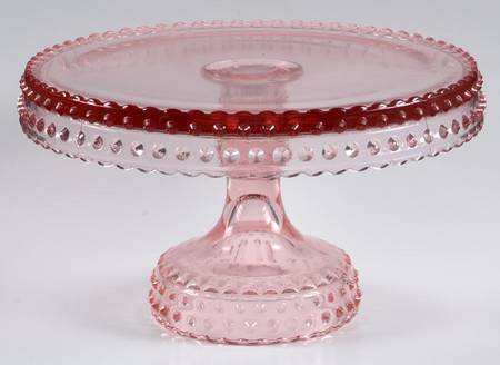 Hobnail Pink 8" Diameter High Cake Stand
