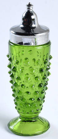 Hobnail Lime Green Footed Shaker & Metal Lid by Smith Glass 