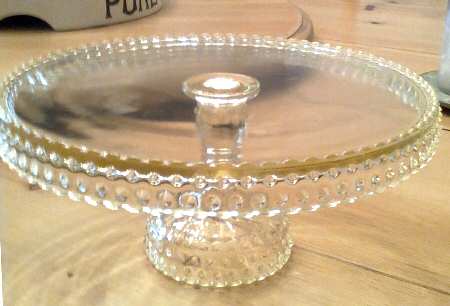 Hobnail Yellow 10" Diameter Pedestal Cake Stand No Dome