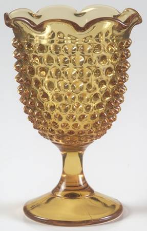 Hobnail Amber Footed Ivy Vase