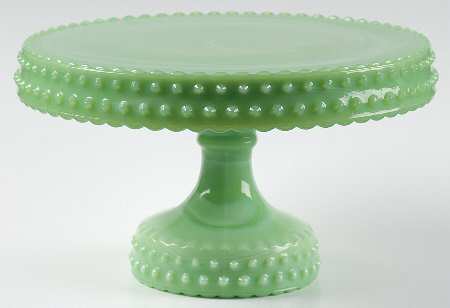 Hobnail Jade Green 8" Diameter High Cake Stand