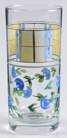 Gingham Blue Highball Glass