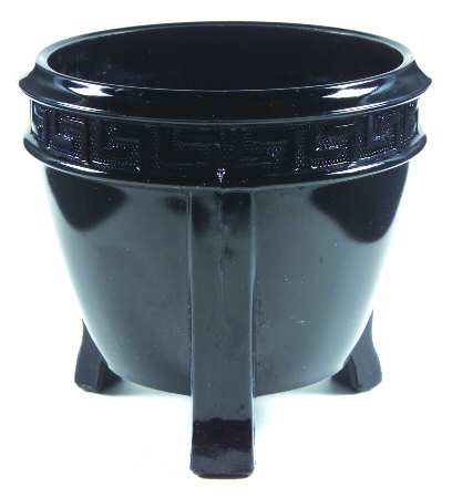 Greek Key Black 4" 3-Toed Footed Bowl
