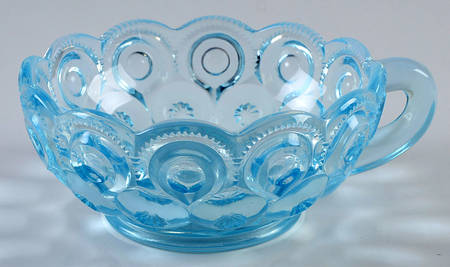 Moon and Star Blue Opalescent Handled Nappy