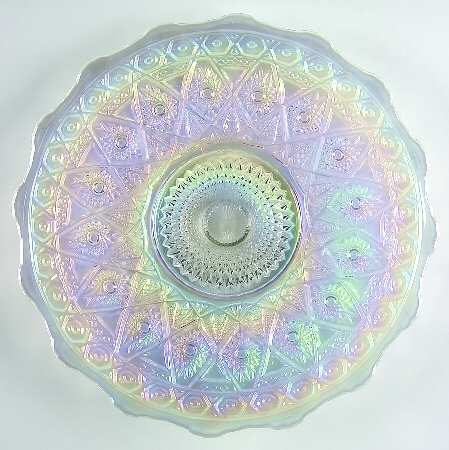 Crystal Lustre White Carnival Glass Footed Plate